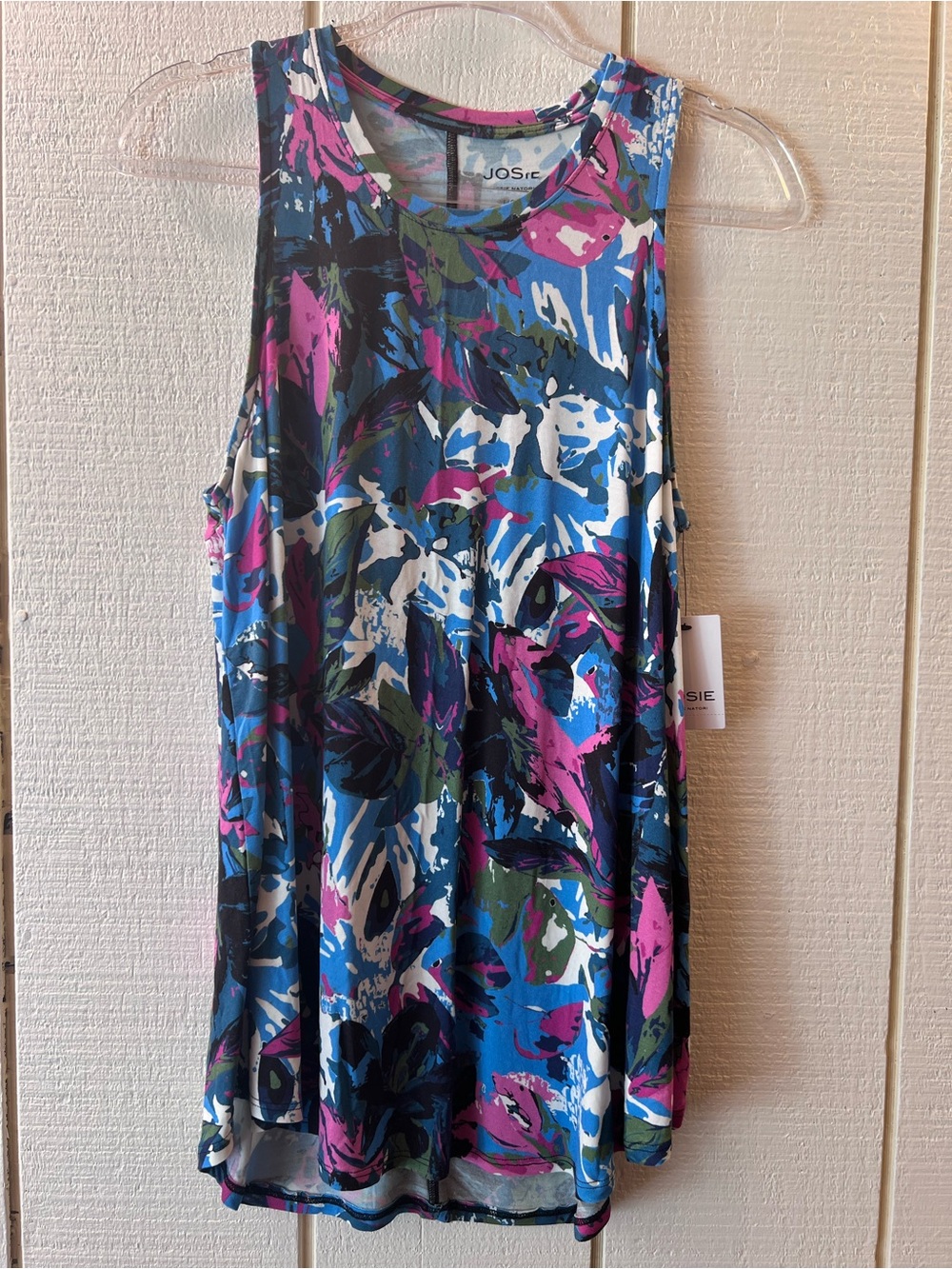 Natori Josie Abstract Floral Tank in Blue, Pink & White